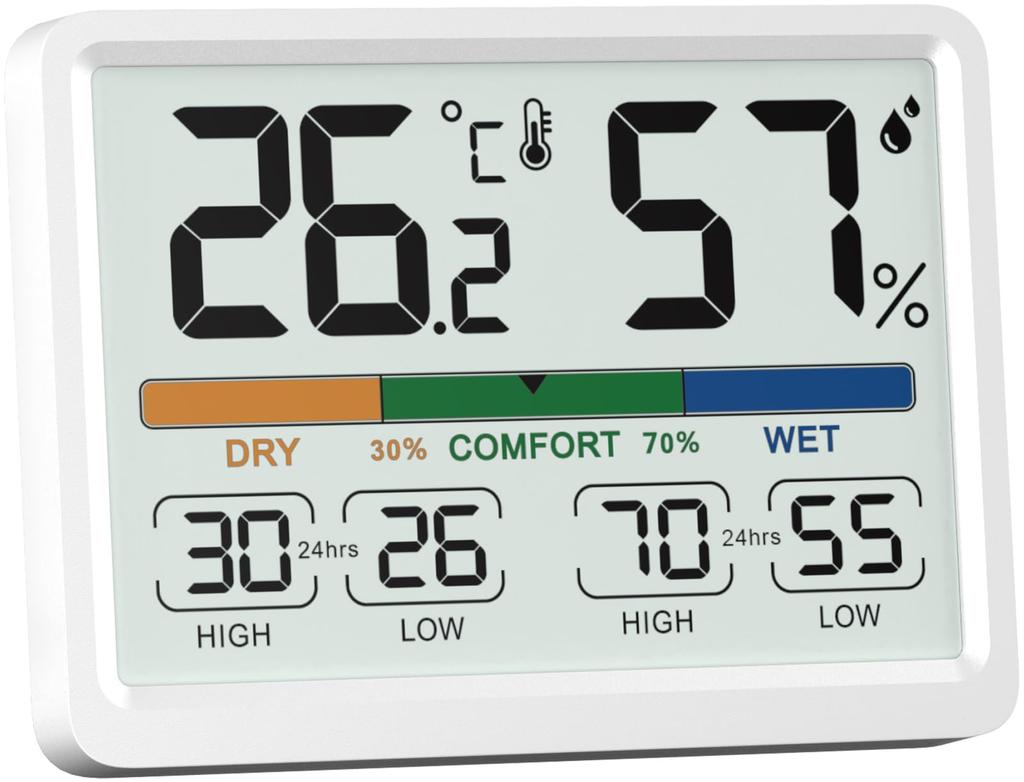 NOKLEAD Digital Indoor Thermometer with Comfort Desktop Temperature and Humidity Large LCD Room Temperature Perfect for Rainy Ideal for Dry Skin and