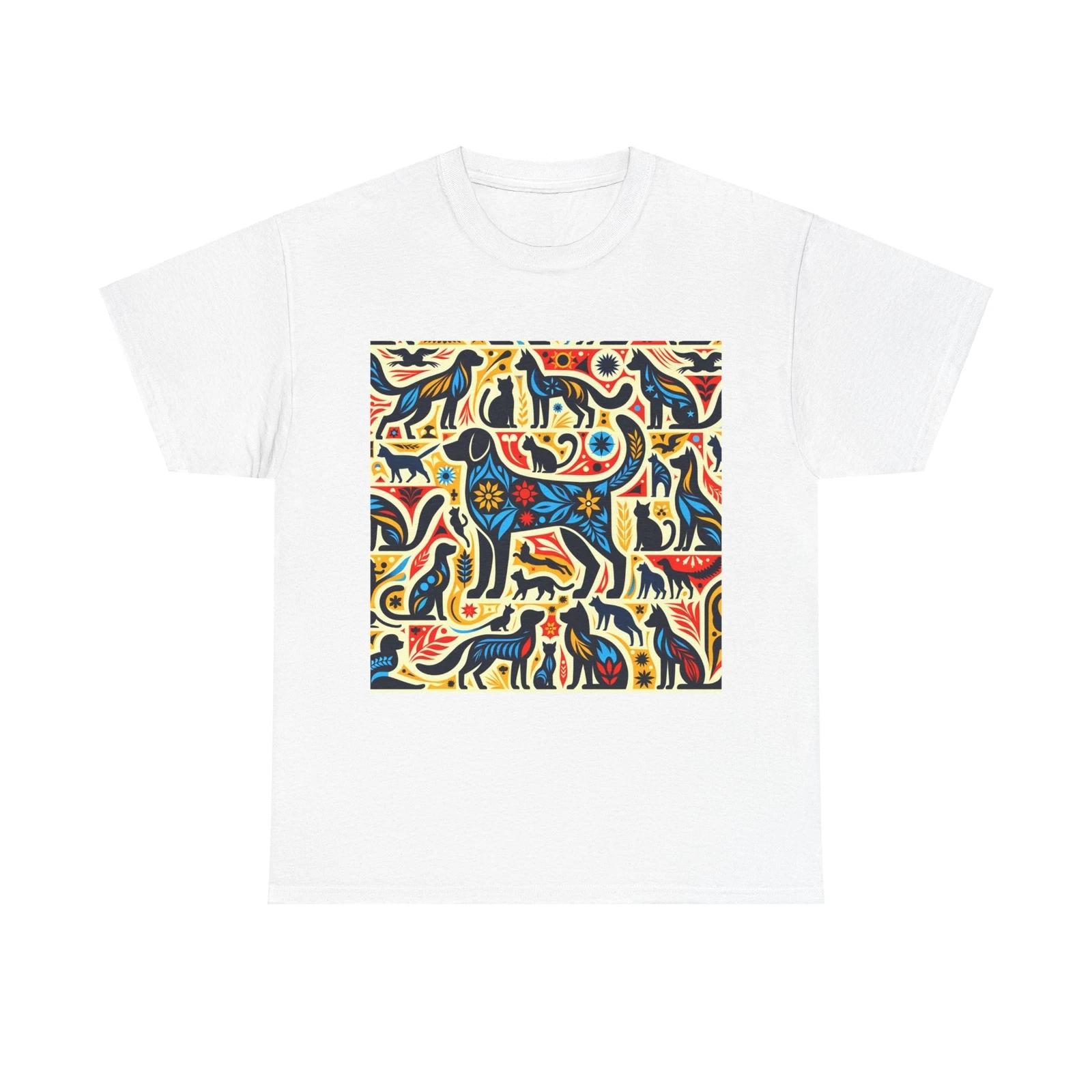 Unisex Adult T Shirt Animal Silhouettes Fun Pattern Colorful S