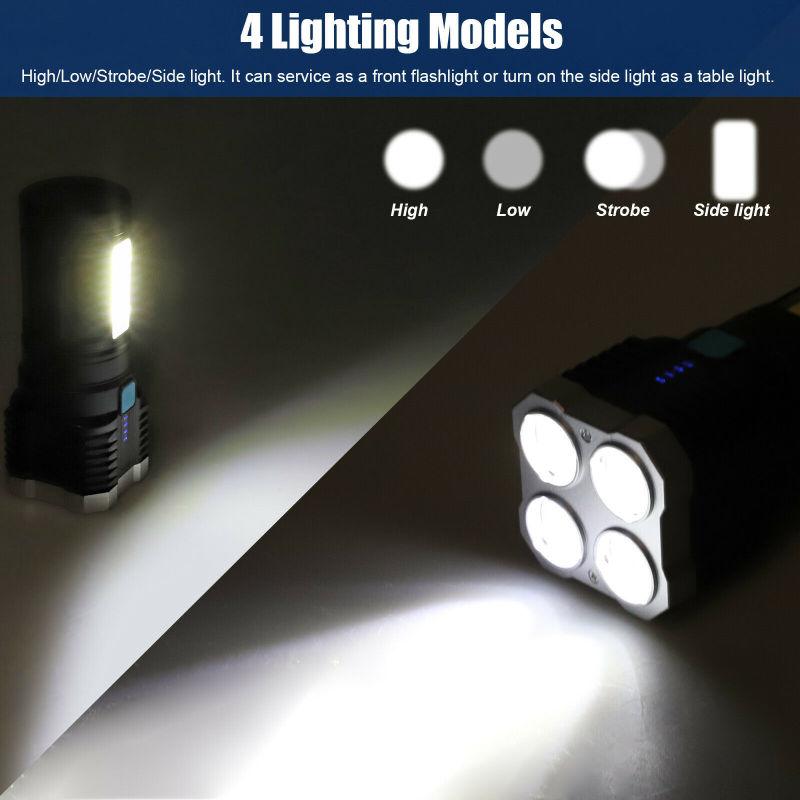 Super Bright Led Torch Usb Rechargeable Ip44 Waterproof Tactical Flashlight Lantern Lamp For Outdoor