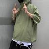 Hooded T Shirt Men Summer Korean Half Sleeve Pullover Top Soft Large Pockets Loose Men T-shirt Streetwear