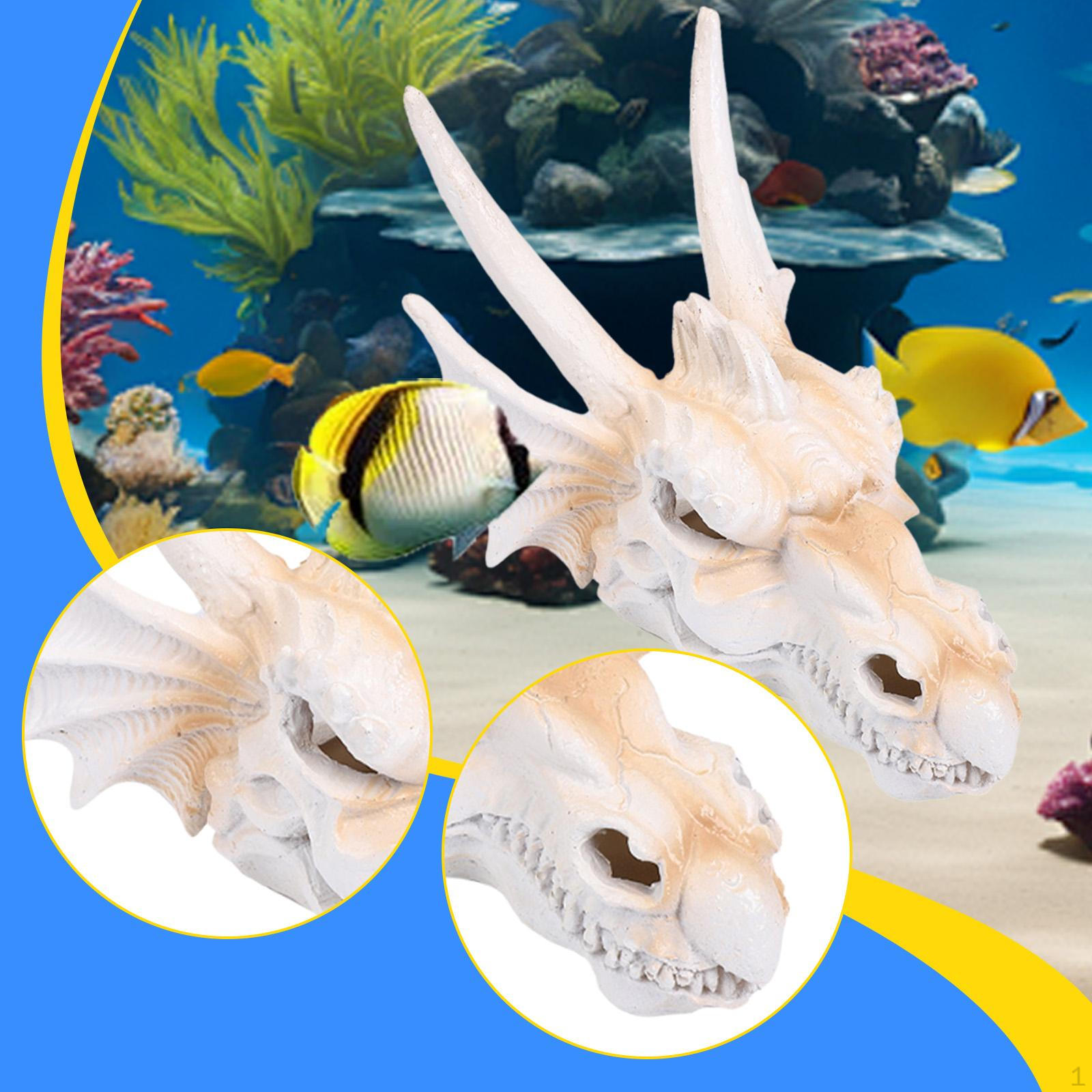 

Украшение для аквариума Статуя головы дракона Имитация Укрытие для аквариума Подводный ландшафт Орнамент 13.6x8x7.5cm