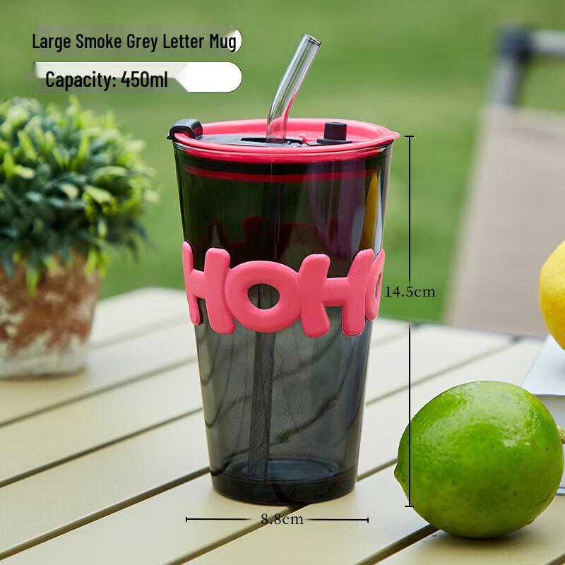 Light Luxury Glass Water Bottle with Straw
