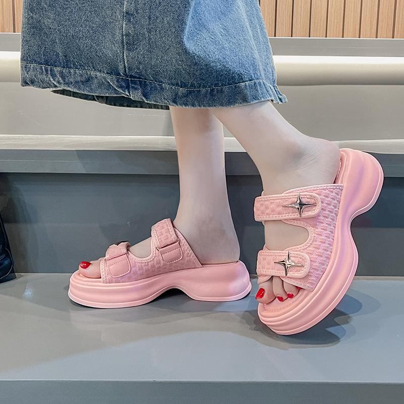 Fashion Luxury Woman Platform Sandals Ladies Elegant Medium Women's Shoes Flats Summer Sandals Women 2025 New Designer Shoes Girls