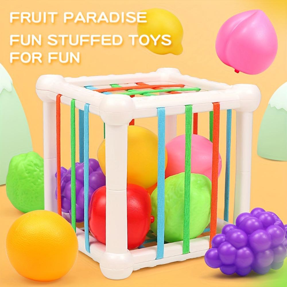 Early Learning Fruit Recognition Cube Box, Shape Sorting Toy for Kids,Designed for Finger Grip Training for Baby