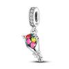 copper Cute Pink flowers Heart Pendant Bead Charms Compatible With 4MM hole diamete Charm Bracelets for Women Do It Yourself Jewellery Making Gift