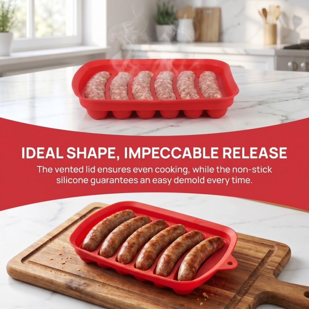 3pcs 6 Cavity Silicone Sausage Mold Sausage Maker Mold  Steaming Oven Microwave Refrigerator Freezer