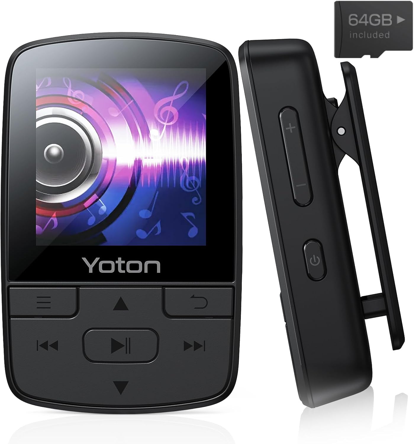 

YOTON Bluetooth 5.2 MP3 Player, 64GB Large Storage, Mini HiFi Music Player with Sports Clip, Independent Volume Buttons, FM Radio, Supports Multiple