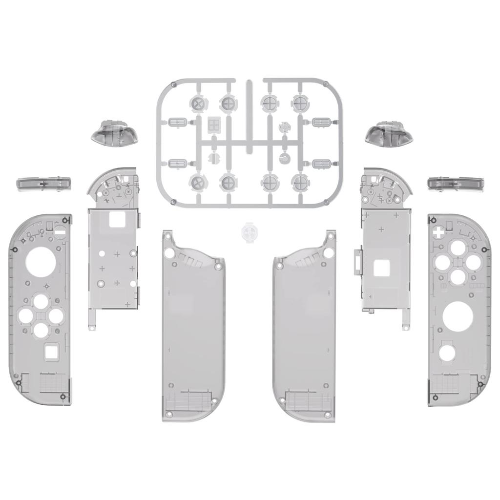 EXtremeRate Transparentes Gehäuse für Handheld-Controller, kompatibel mit Switch und Switch-Ersatzschale, kompatibel mit Switch mit vollständigem Tastensatz