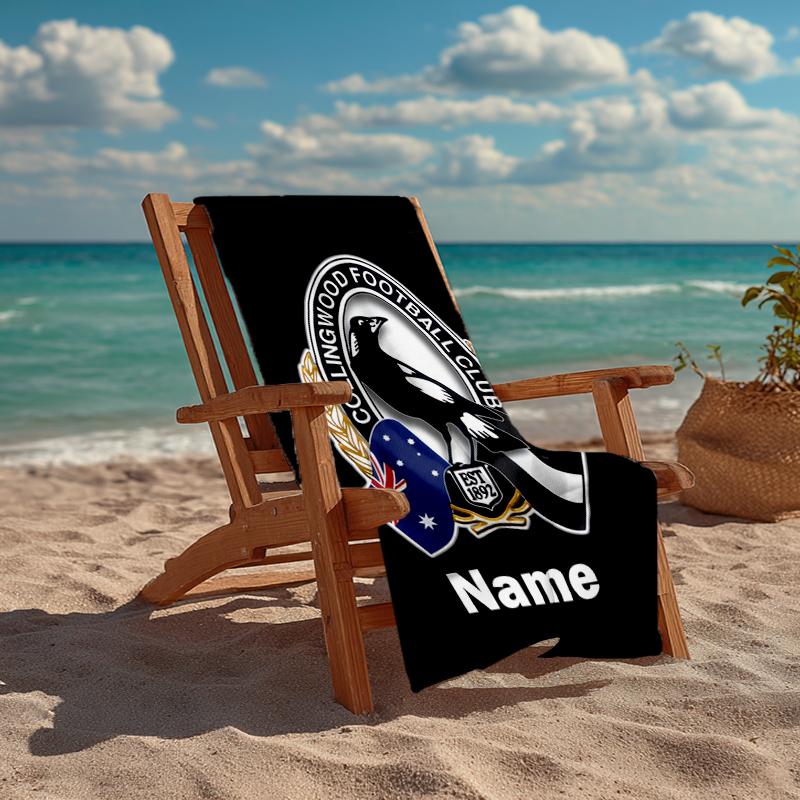Custom Name Ultra-Soft Beach Towel with AFL Theme,Ideal for Pool - Camping, Diving - Perfect Travel Essential, Vibrant Beach Towel.