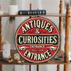 Vintage Style Round Aluminum "Antique Entrance" Sign - Perfect for Home, Bar, Cafe and Garage Decor, 8x8 Inch