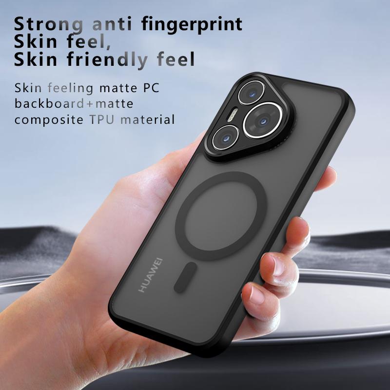 For Huawei Pura 70 Pro Plus Ultra Matte Anti Fingerprint Shockproof TPU Magnetic Case Anti-drop Non Yellowing Back Cover Casing Shell