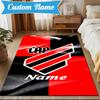 Custom Name Black Stripes Athletico Crest Rug Game Carpet, Floor Mat for Bedroom Living Room Entryway Rug, Home Decor Gift for Christmas Birthday