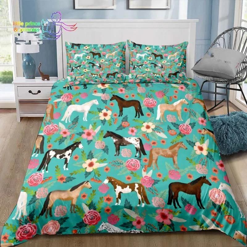 Cowboy Horse Pattern Comfortable Duvet Quilt Cover Pillowcase Bedding Set Children Bedroom Decoration Home Textile