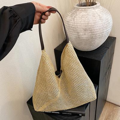 Handwoven Bag Women's 2025 New Trendy Fashion Retro Tote Bag Straw Bag Versatile Large-capacity Shoulder Bag