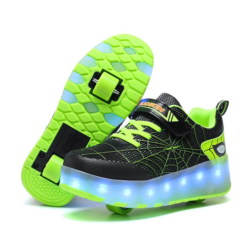Spider Web Runaway Shoes Boys and Girls Students Light LED Light Charging Light Shoes Roller Skates