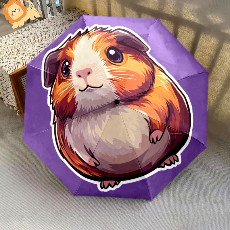 1 PC Automatic Folding Umbrella - Guinea Pig Pattern, Portable & Foldable Design with 8 Ribs, Christmas Birthday Gifts