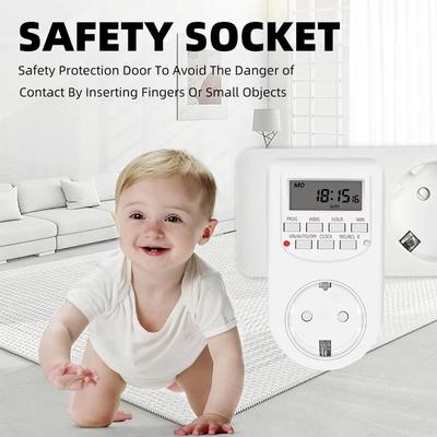 EU Plug Timer Switch Digital Power Socket Energy Saving Adjustable Kitchen Timer Outlet Week Hour Programmable Timing Socket