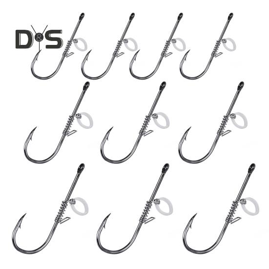

10 шт. Крючок для фиксации живой креветки, прочный, из углеродистой стали, с зазубринами, с отверстием, крючок для ловли в пресной и соленой воде, рыболовные принадлежности Mixed Style