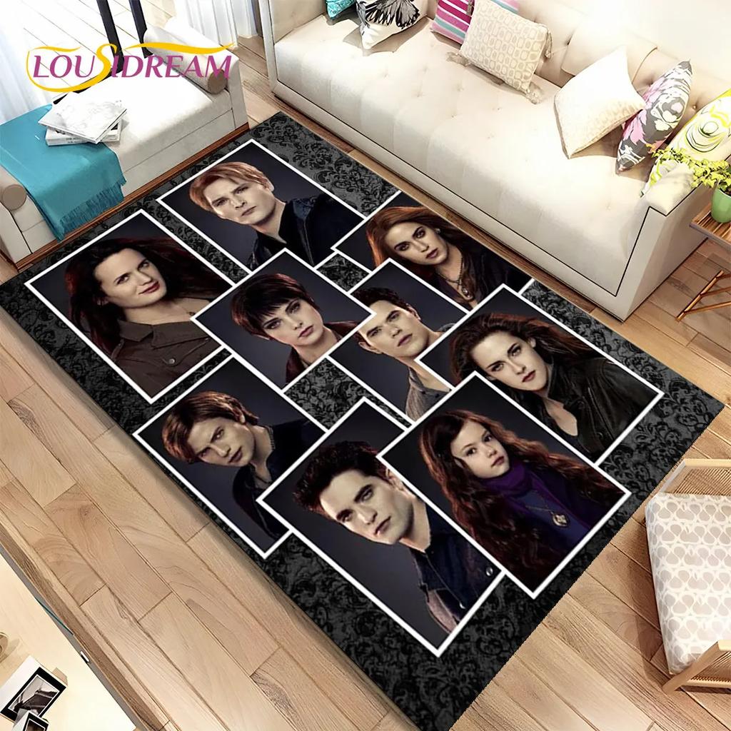 Tapete de Área Impresso em HD Saga Crepúsculo Grande, Tapete para Sala de Estar Quarto Sofá Capacho Decoração, Tapete de Chão Antiderrapante para Crianças