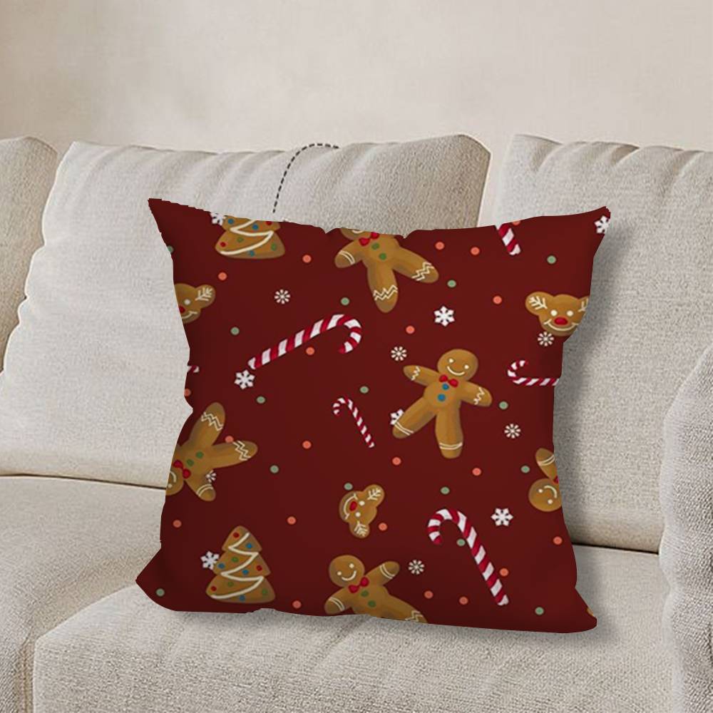 Christmas G-gingerbread Art Pillow Case Sofa Living Room Bedroom Headboard Backrest Cushion Square Cushion Nap Time