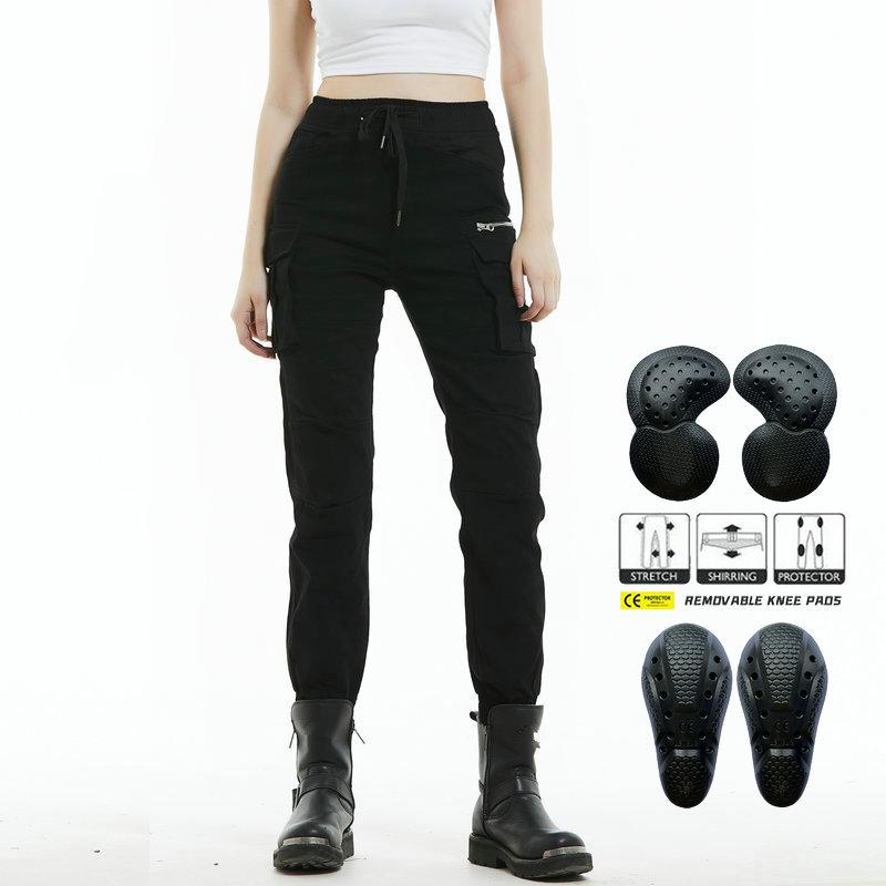 

Motorcycle jeans women s knight casual ankle-tied camouflage multi-bag tooling locomotive riding anti-drop pants S