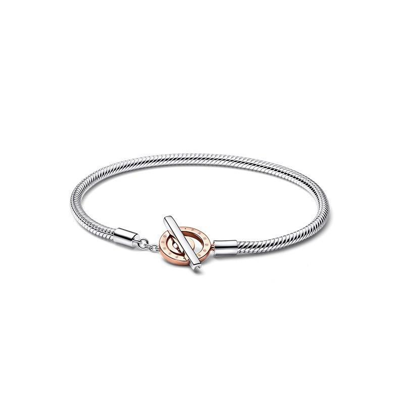 S925 Silver Love T-button Snake Bone Chain Temperament Versatile Light Luxury Bracelet Snake Bone Chain 2026