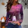 Women's Daily Casual Long-sleeved Printed O-neck Top