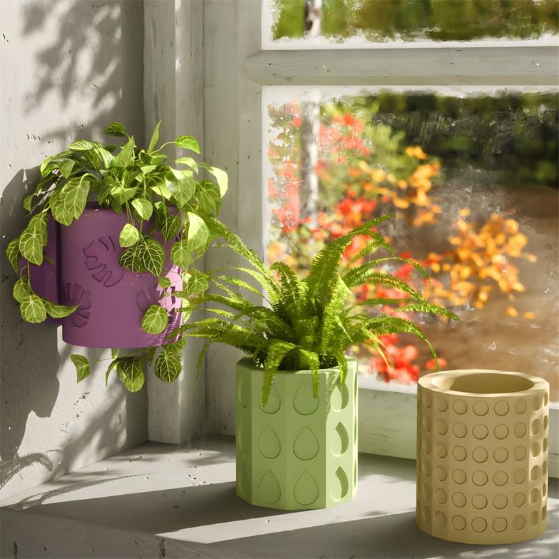 Creative Wall Hanging Succulent Vase Mould Silicone Mold for Handmade Home Decoration Textured Planter Making Mold