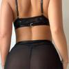 Sexy Neck Lace Lace Temptation Split Mesh Skirt Sex Underwear Four-piece Set