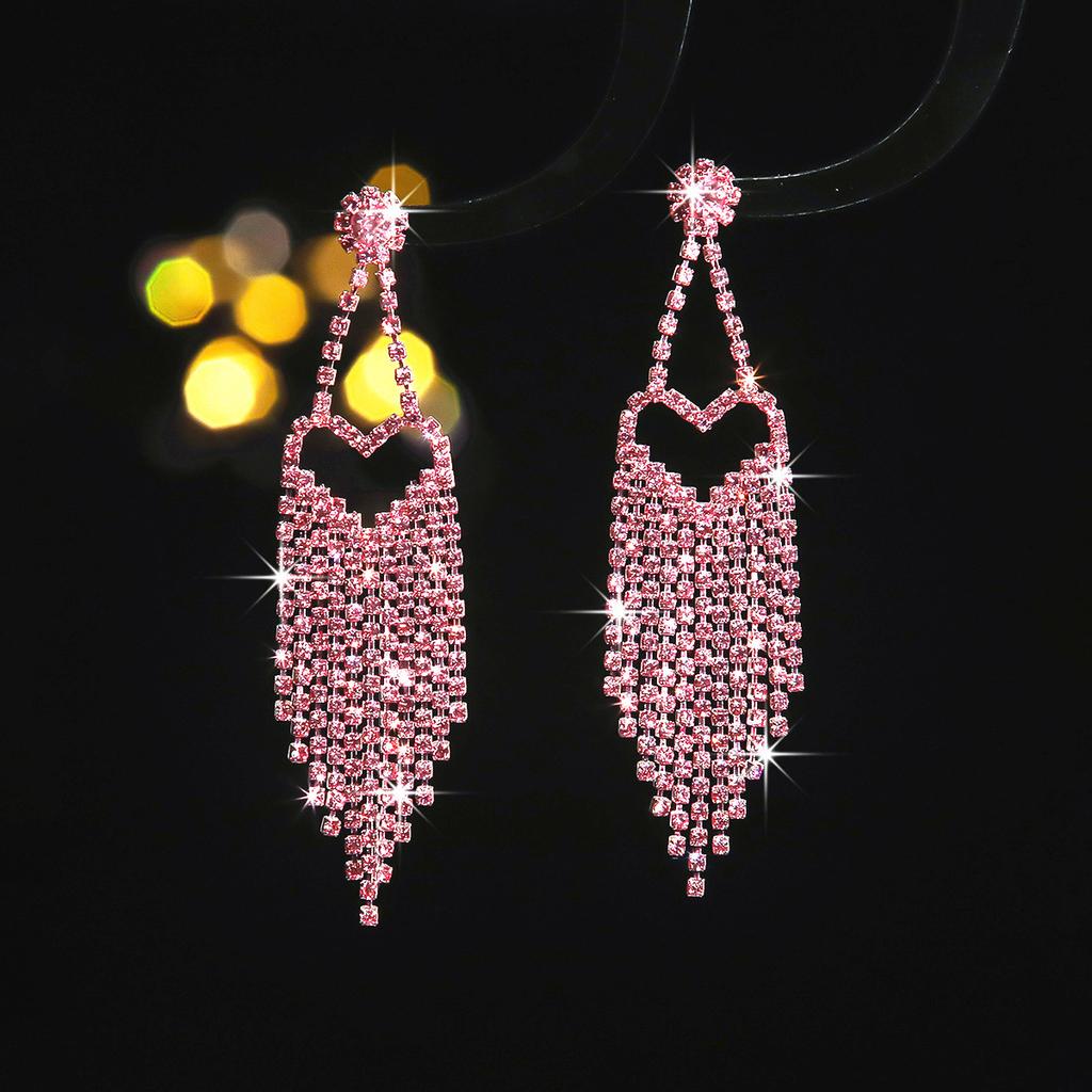 Temperament Advanced Sense Hollow Love Long Fringed Earrings