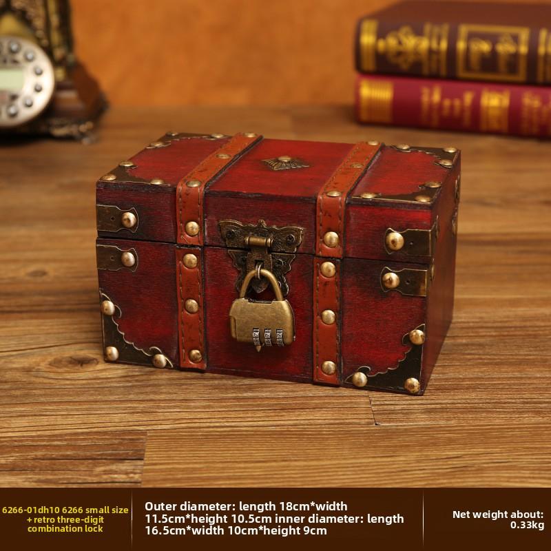 European Retro Wooden Lock Storage Box Home Storage Box Wooden Box Decorative Ornament Secret Room Escape Prop Box