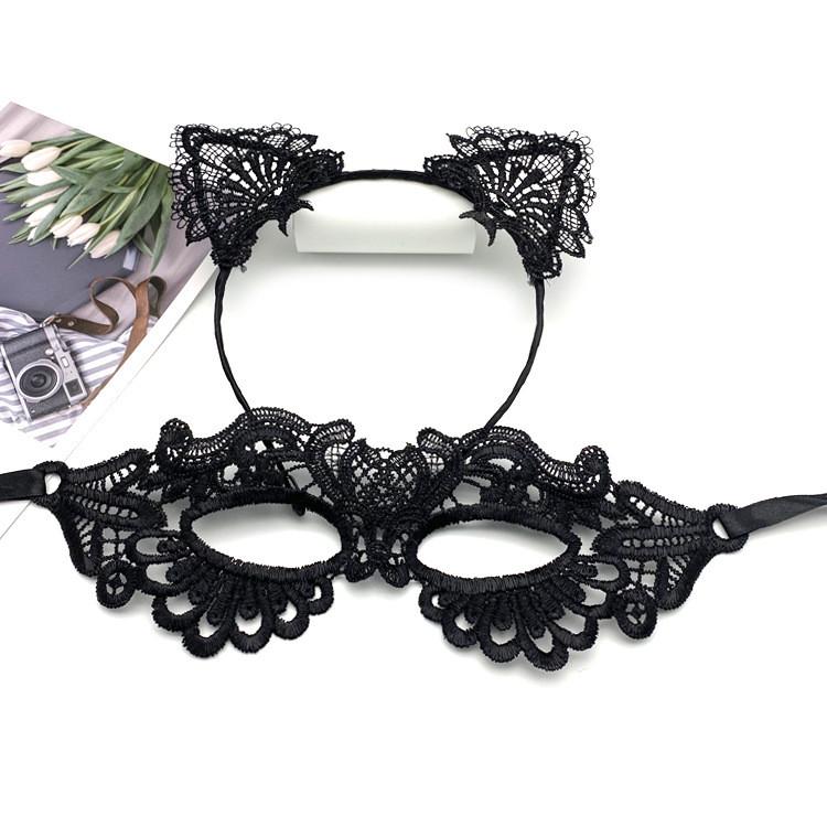 Kostüm-Stirnbandmaske mit schwarzem Spitzenmaterial für Halloween-Partys und Cosplay-Veranstaltungen