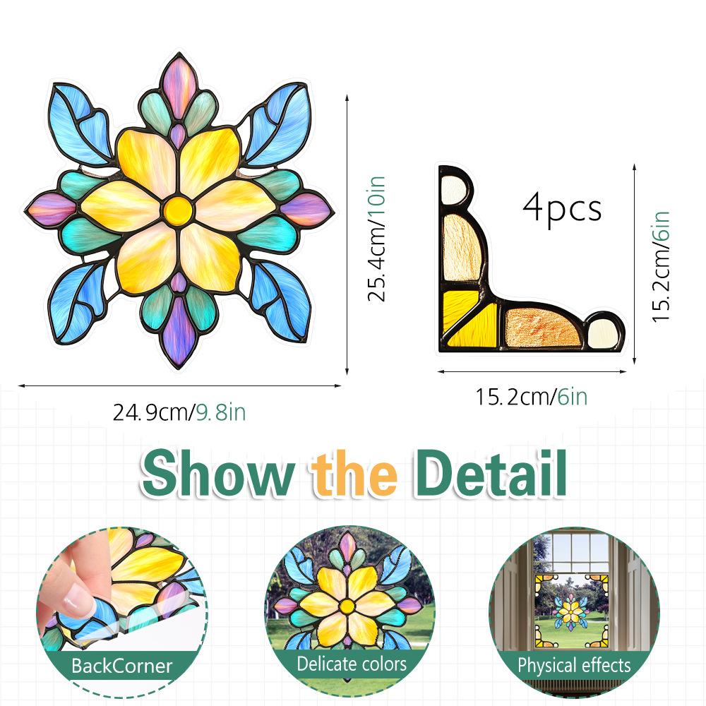 Colorful Window Film PVC Electrostatic Church Glass Decal Wall Sticker Art Mural Wallpaper for Home Decoration