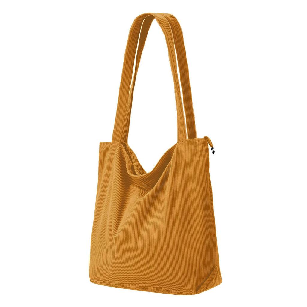 Corduroy Canvas Tote Bag - Large Capacity, Korean Style, Plush Single Shoulder Bag