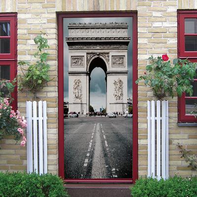 Samolepky na dveře 3D Arc De Triomph Samolepící samolepky na tapety Samolepky na zeď Dekorace Odnímatelné vinylové samolepky na stěnu