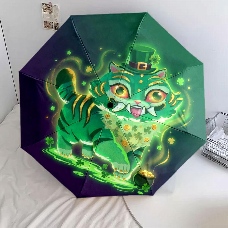 Зонт с рисунком в стиле  Derpy Tiger , 1 шт., Автоматический складной зонт, Портативный зонт для путешествий, Уличный зонт, Подарок на день рождения