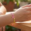 Braided Rope Wristband 2 Pcs Breast Cancer Awareness Bracelets, Adjustable String Ribbon Bracelet Bracelets with Charm, Inspirational Gifts for Women