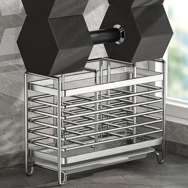 Wall-Mounted No-Drill Cutlery Rack Stainless Steel Space-Saving Anti-Scratch Utensil Organizer for Home Kitchen Storage