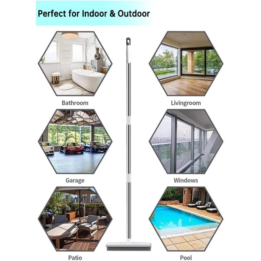 2 in 1 Carpet Brush Soft Pet Hair Remove Broom Carpet Rake Rubber Broom Hardwood Floor