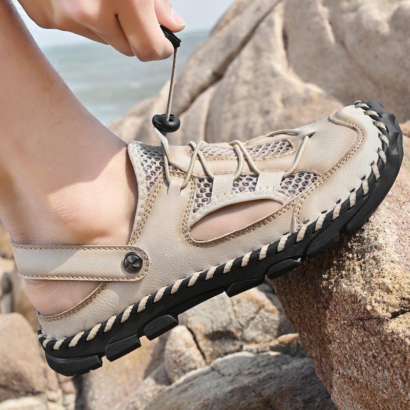 Sandale de vară pentru bărbați Sandale cu plasă de exterior Saboți moi Sandale pentru bărbați Papuci de casă Sandale handmade Sandale romane de exterior