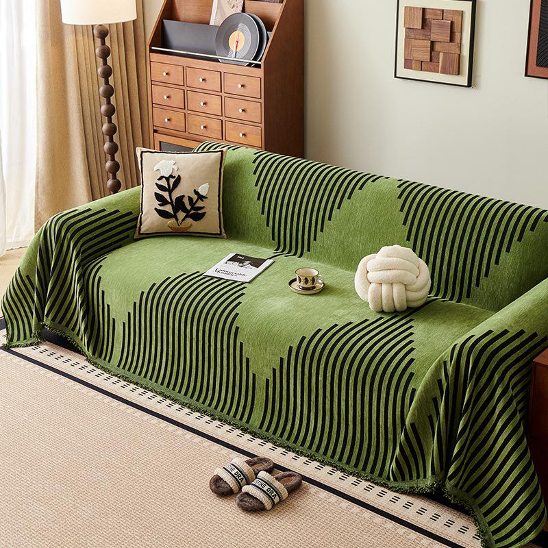 Thick Striped Sofa Cover Modern Simple Sofa Protector Throw Blanket 180*130cm [single seat without armrests]