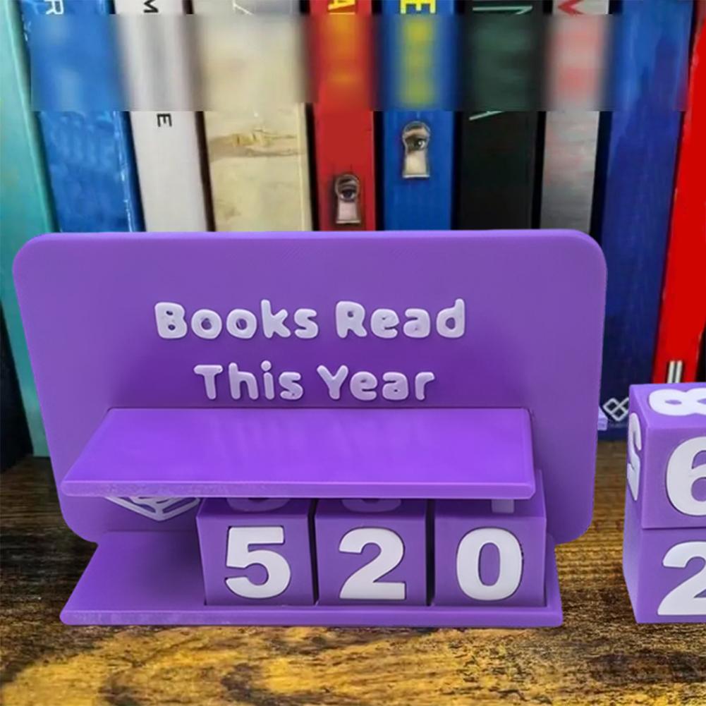 Dieses Jahr gelesene Bücher Buchlese-Tracker 3D-gedrucktes Bibliotheksdekor Ornament Verschleißfest Buchzähler Schild Anmeldung bis zu 999 Büchern