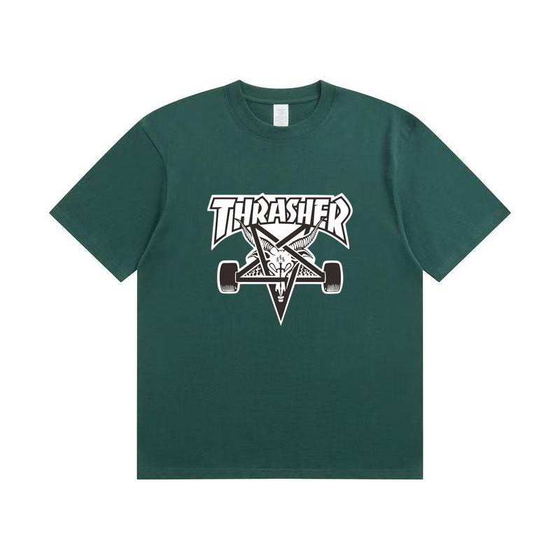 A1-07 Summer Thrasher Letter Print T-Shirt Men Women Oversized Cotton Short Sleeve Casual Streetwear Tee Top