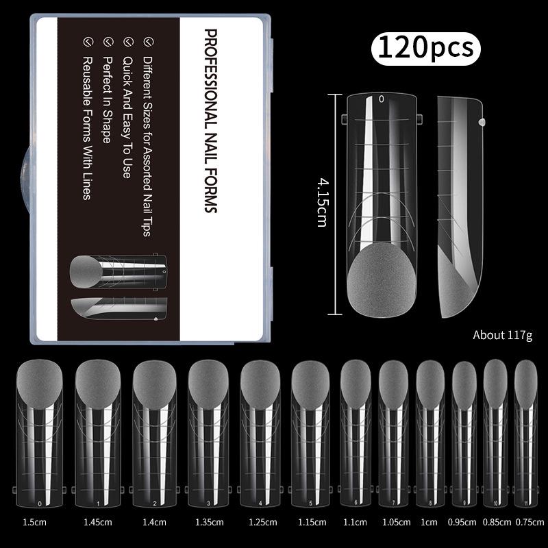 Caja de 120 Puntas de Uña de Cristal: Moldes para Extensión de Uñas Almendra Ballet con Escala