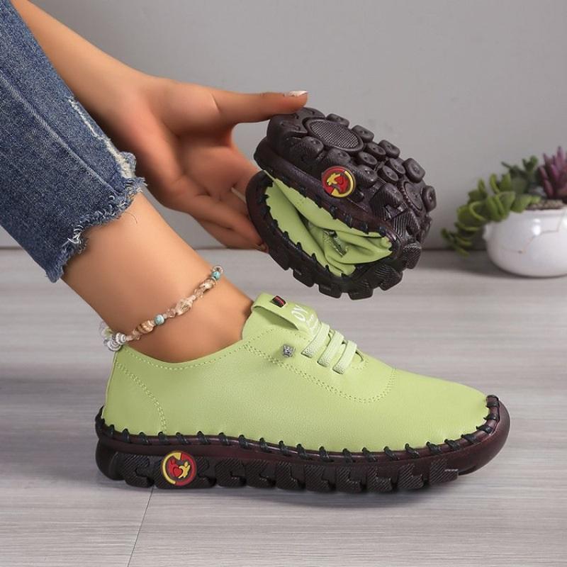 Large Breathable Hollow Soft Sole Soft Leather Women s Sports Shoes Flat Sole Single Shoe 35