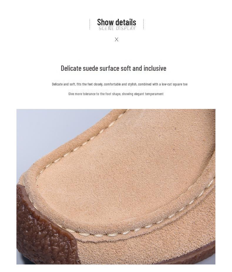 Women's Plus Size Suede Moccasins - 2025 Spring/Autumn Collection with Flat Sole and Cross-Border Tendon Design