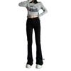 Women's High-Waist Black Micro-Flare Jeans: Slimming, Versatile, Trendy Wide-Leg Horseshoe Pants, Floor-Length, 2025 Collection.
