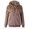 Women Hooded Sweatshirt Coat Winter Warm Wool Leopard Pocket Cotton Coat Outwear