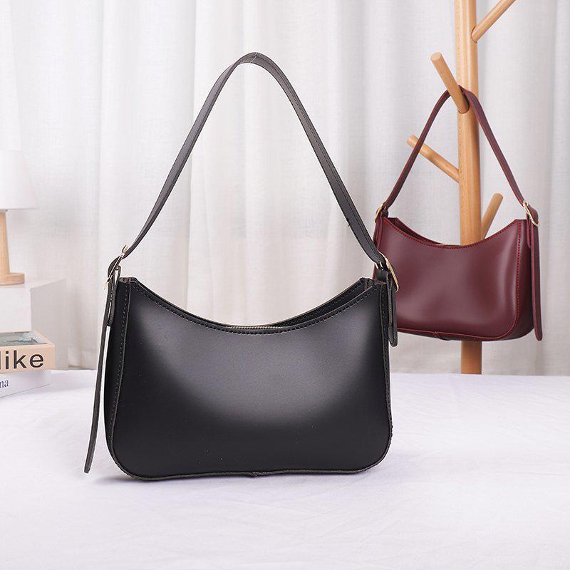 Trendy DIY Solid Color Single Shoulder Retro PU Women's Bag