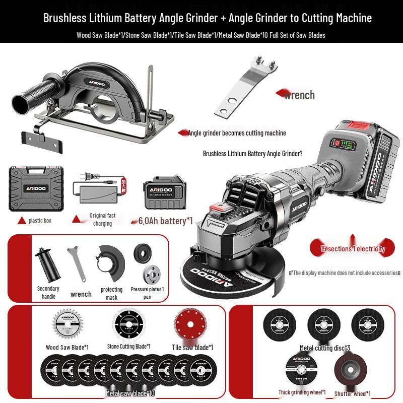 

Airiudun 220V Brushless Angle Grinder with Cutting Stand CN plug (adapter included)